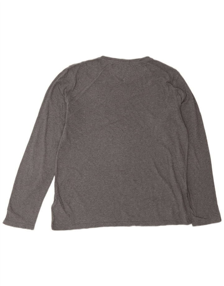 TOMMY HILFIGER Top grafico da uomo a maniche lunghe in cotone grigio grande
