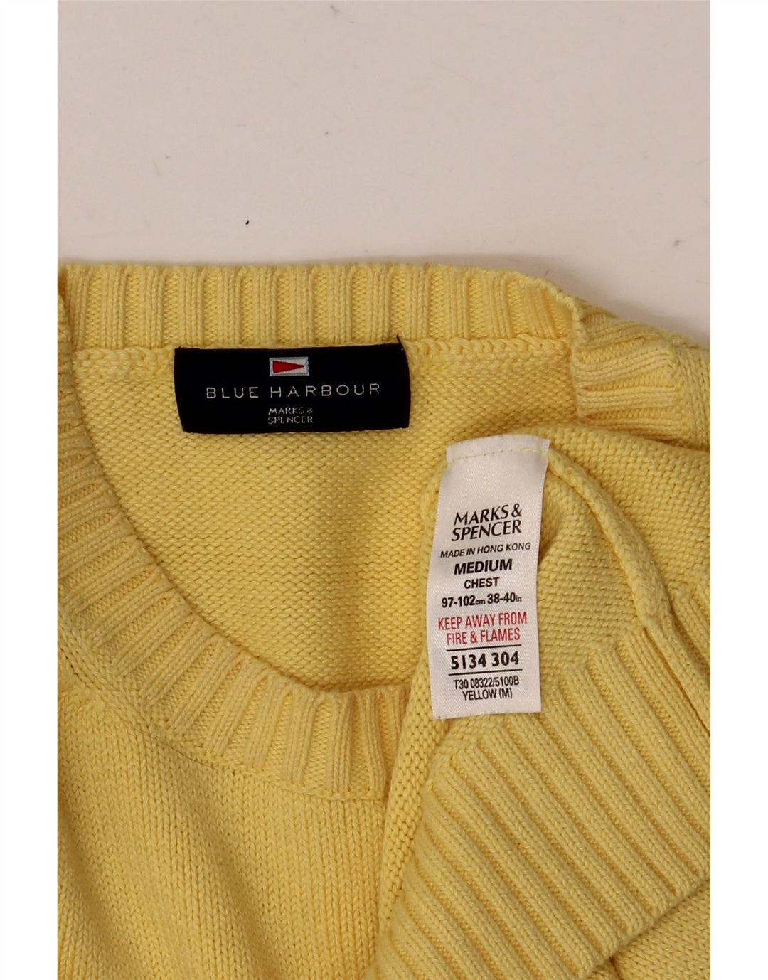 Maglione maglione girocollo da uomo Marks & Spencer blu Harbour giallo medio