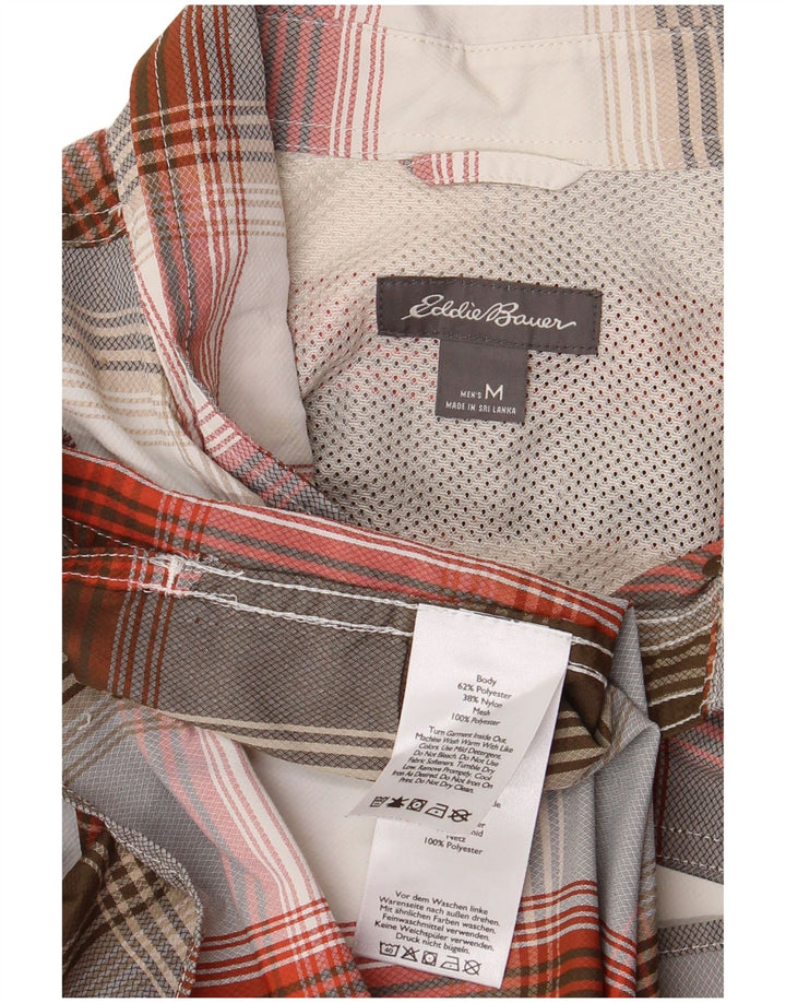 Camicia a maniche corte da uomo Eddie Bauer in poliestere a quadri grigio medio