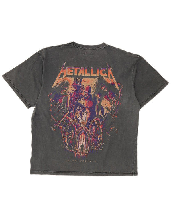 T-shirt grafica da uomo Pull & Bear Metallica in cotone grigio medio