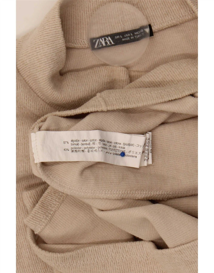Abito a trapezio da donna Zara UK 16 grande in cotone beige
