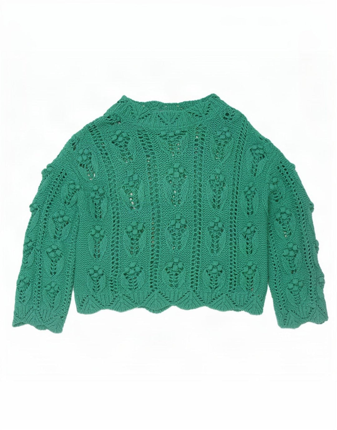 Maglione maglione oversize con collo dolcevita da donna Zara UK 10 piccolo acrilico verde