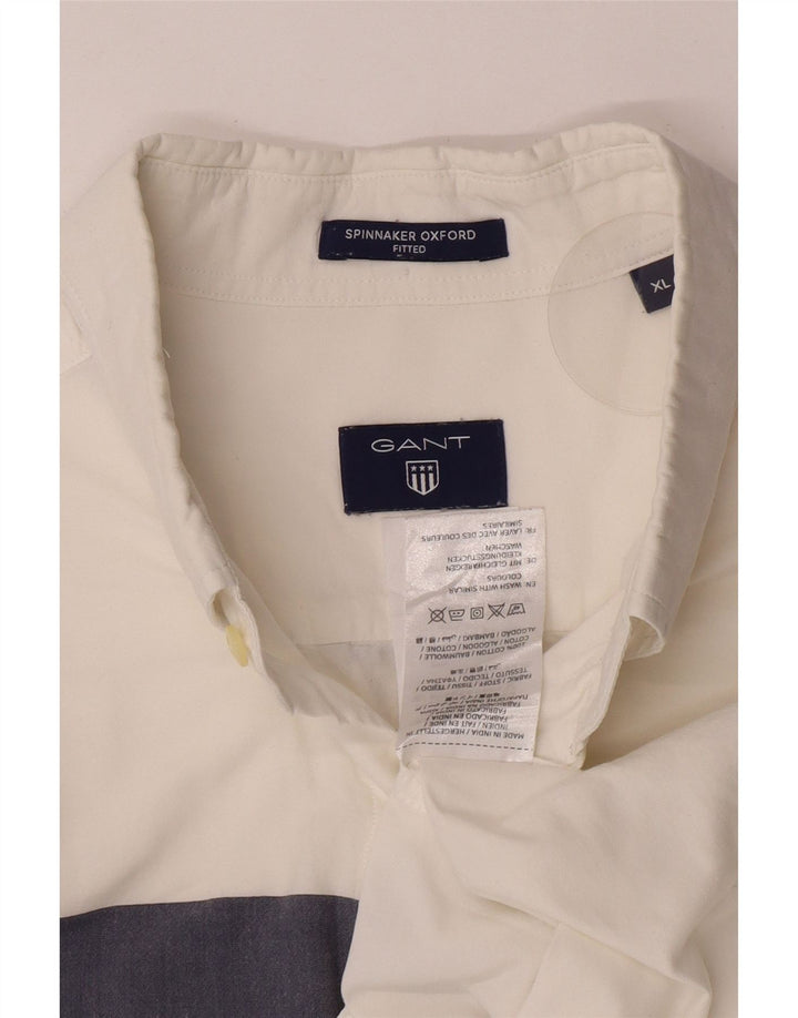 Camicia aderente da uomo Gant XL in cotone a righe bianche