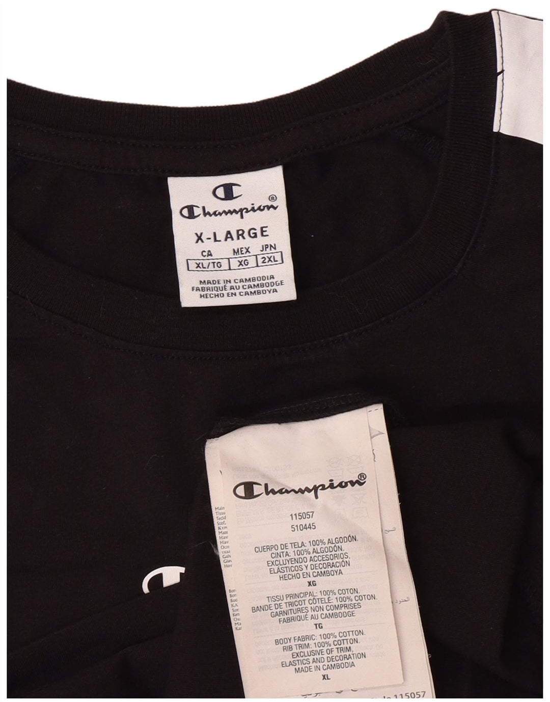 T-shirt grafica da donna Champion Top XL in cotone nero