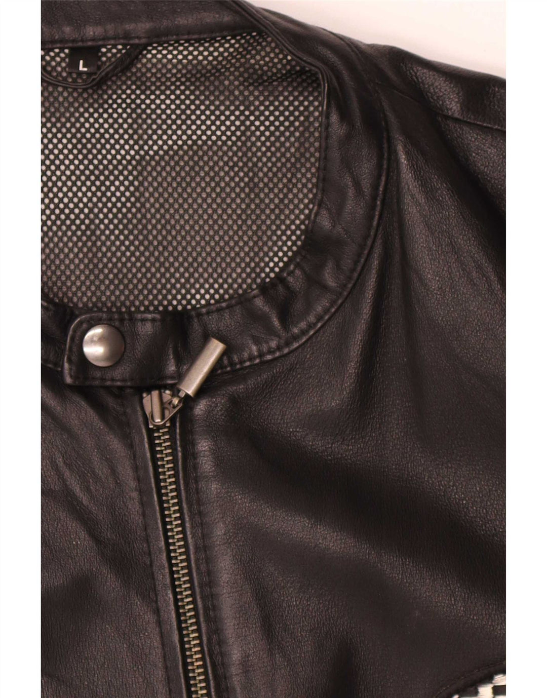 Giacca da pilota in pelle grafica da motociclista vintage da uomo UK 40 grande nera