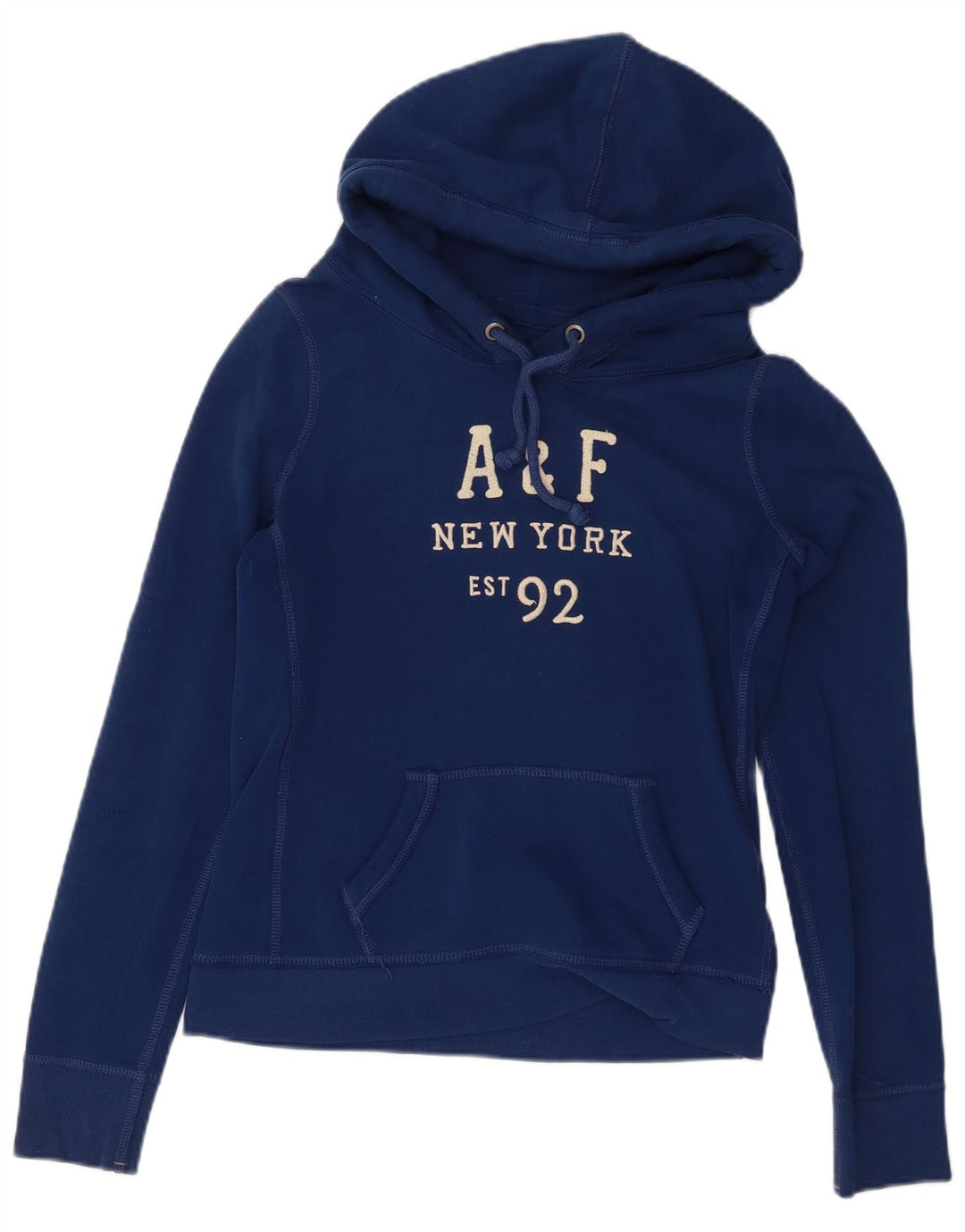 Maglione con cappuccio grafico da donna ABERCROMBIE & FITCH UK 14 medio blu navy