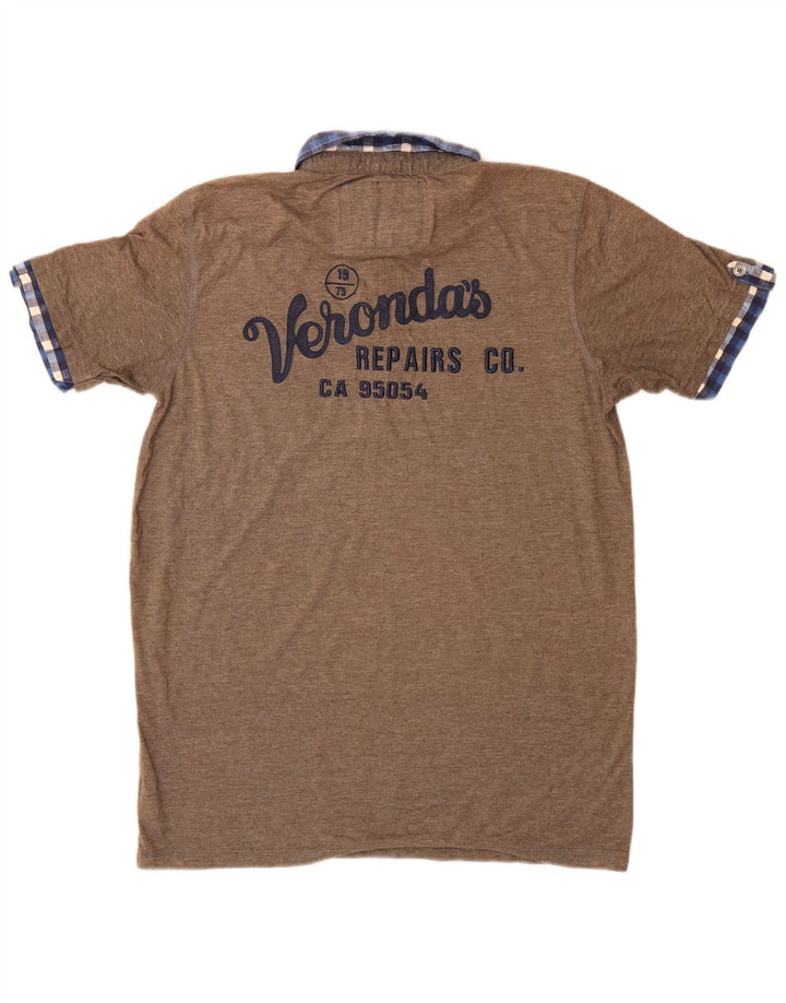 Polo grafica da uomo Jack & Jones XL marrone poliestere