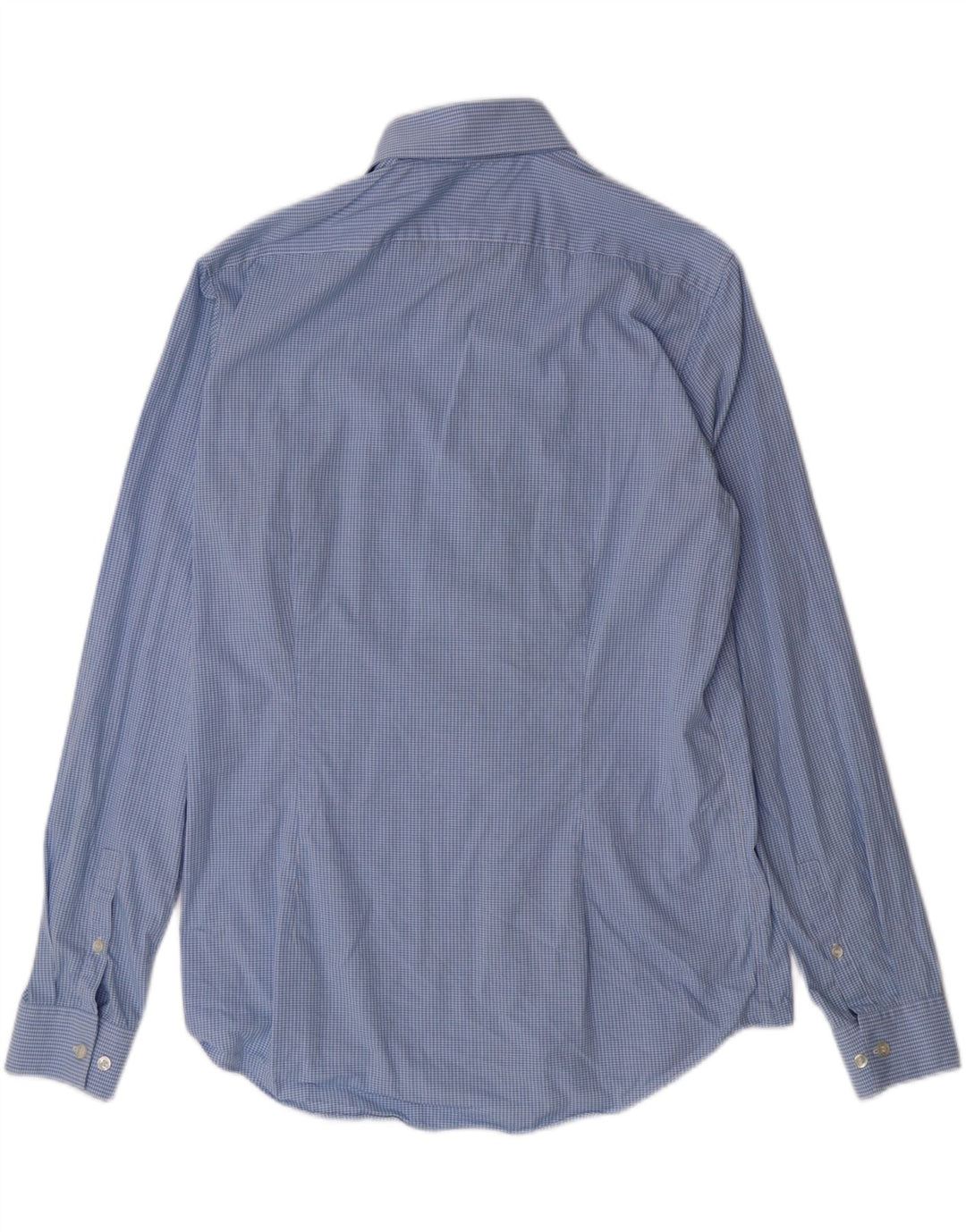 CALVIN KLEIN Mens Fitted Shirt Size 40 15 3/4 Medium Blue Gingham Cotton