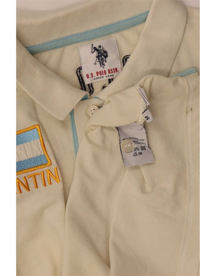 Polo Assn. Polo grafica da uomo in cotone bianco sporco medio