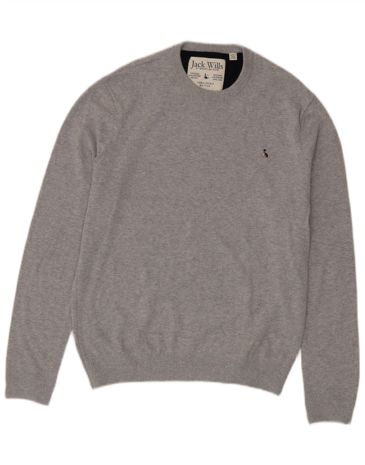 Maglione maglione girocollo da uomo Jack Wills in cotone grigio medio