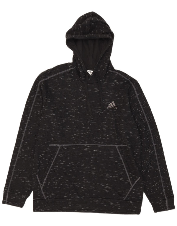 Felpa con cappuccio da uomo Adidas Large in cotone chiazzato nero