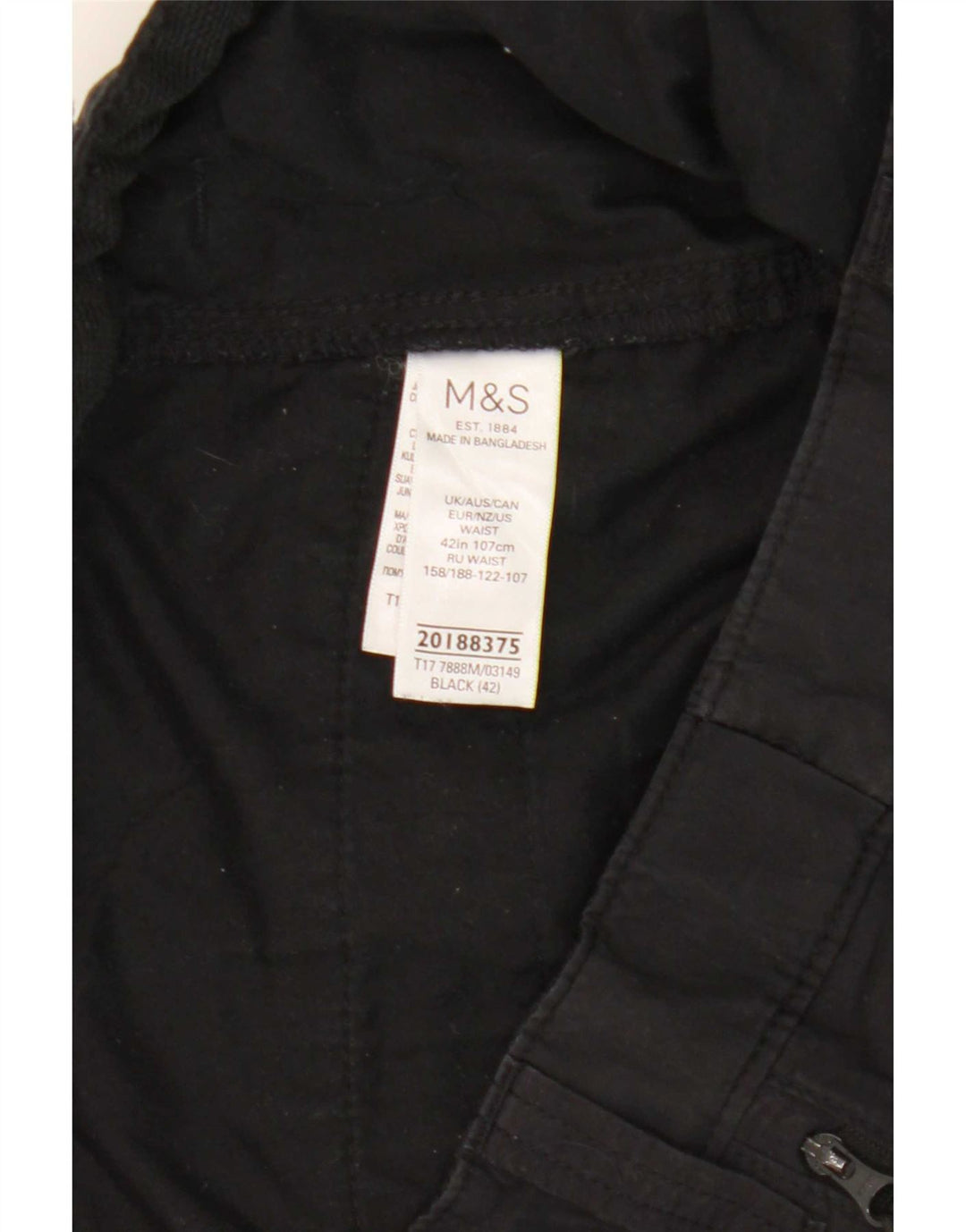 Pantaloncini cargo da uomo Marks & Spencer W42 2XL cotone nero