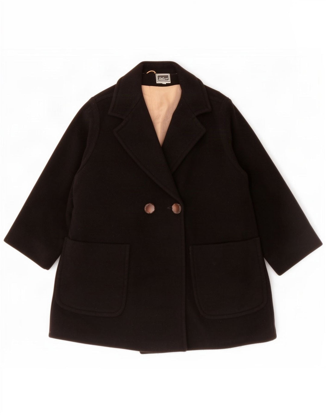 Cappotto doppiopetto con maniche a 3/4 da donna Luisa Spagnoli UK 10 piccolo nero