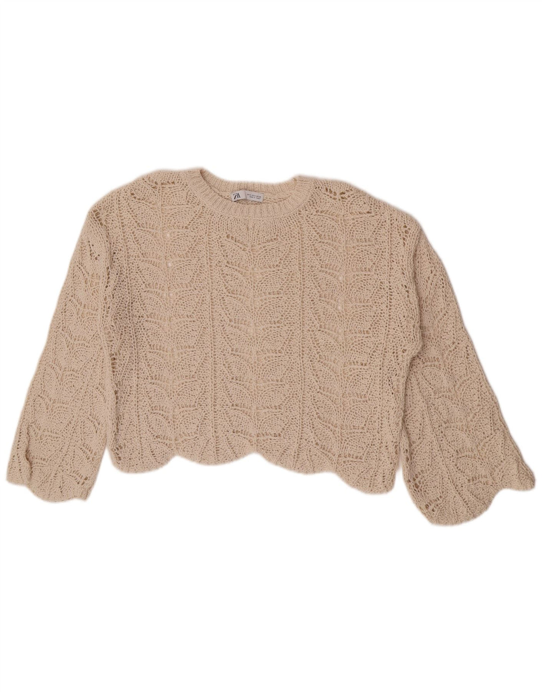 Top corto corto all'uncinetto oversize da donna Zara UK 10 piccolo beige