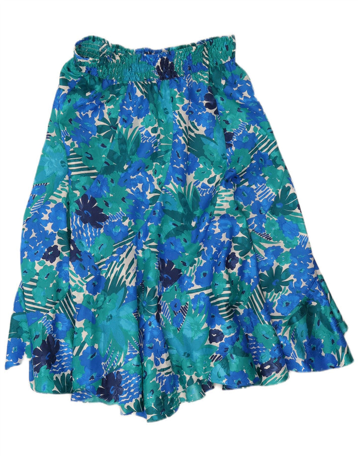 Gonna svasata da donna vintage W32 grande floreale blu