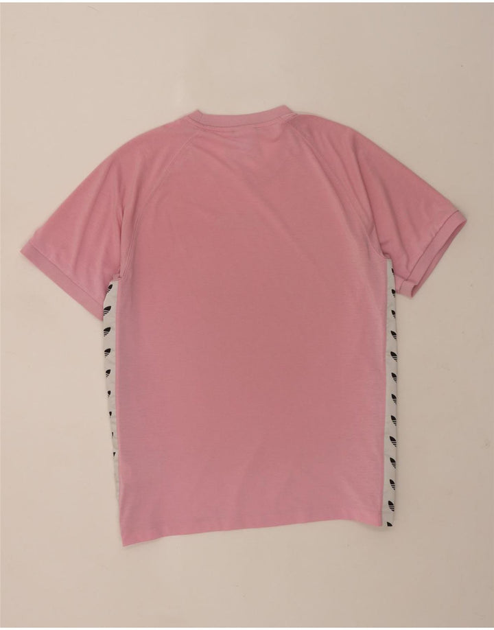 T-shirt grafica da uomo Adidas Top grande in poliestere color block rosa