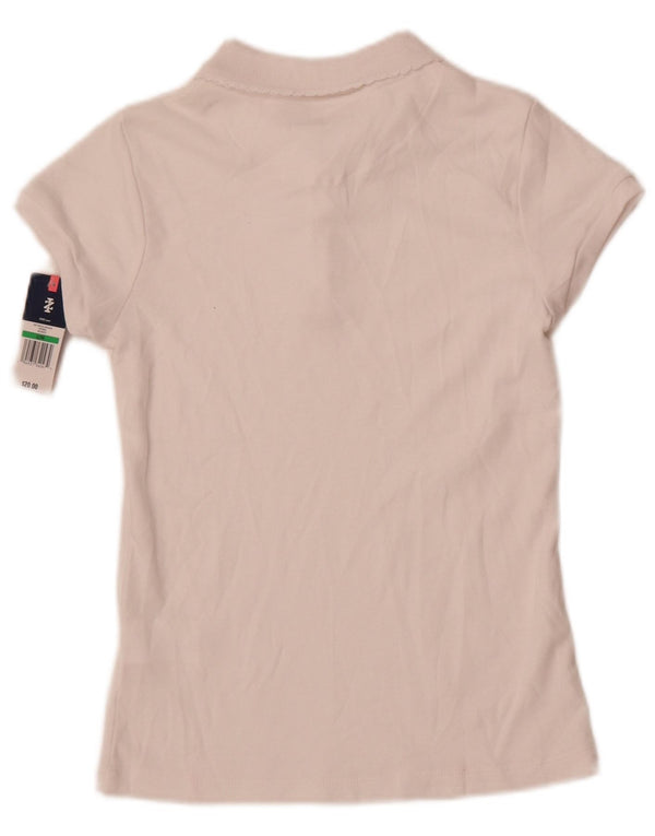 Izod Girls Polo Shirt 13-14 Years Large White Cotton