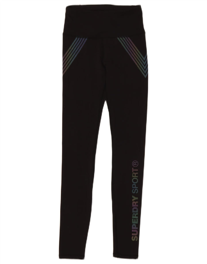 Leggings grafici da donna SUPERDRY UK 6 piccoli poliestere nero