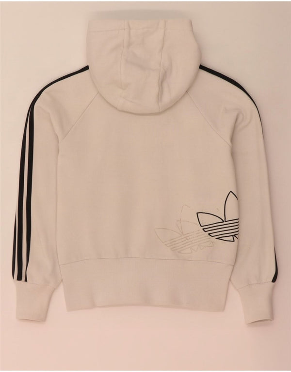 Felpa con cappuccio e zip grafica da donna Adidas IT 44 Medium White Colourblock