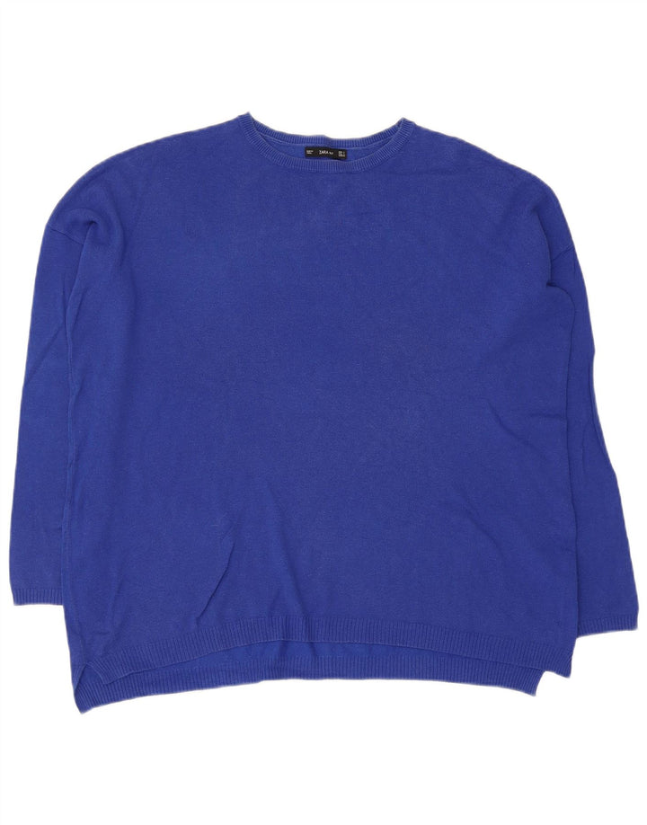 Maglione maglione girocollo oversize da donna Zara UK 10 piccolo blu