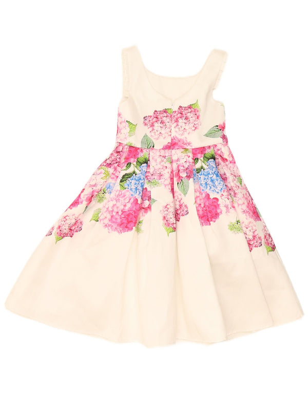 Abito a trapezio senza maniche per ragazze Monsoon 6-7 anni in poliestere floreale bianco