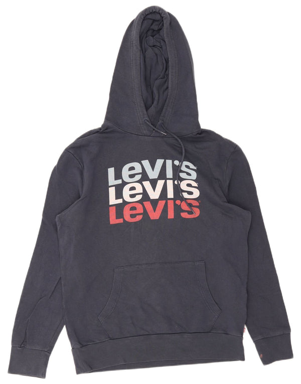 Maglione con cappuccio grafico da uomo Levi's in cotone blu navy medio