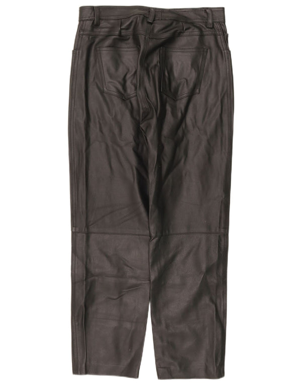 Pantaloni dritti in pelle da uomo vintage W32 L28 Nero