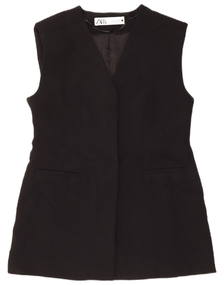 Gilet lungo da donna Zara UK 10 piccolo poliestere nero