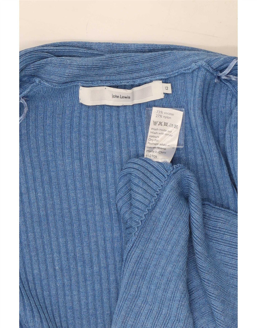 Maglione cardigan aperto da donna John Lewis UK 12 Viscosa blu medio