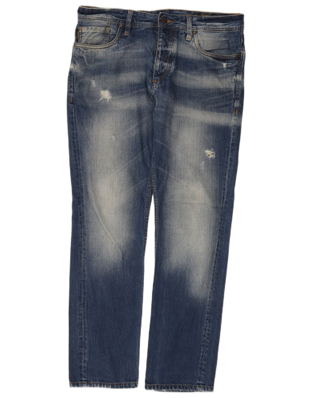 Jeans dritti invecchiati da uomo Jack & Jones W34 L32 cotone blu