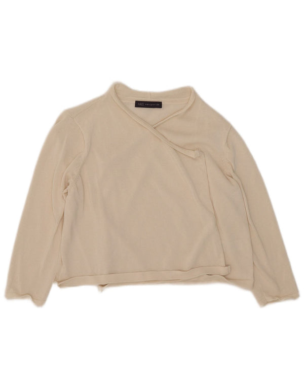 Maglione cardigan con maniche a 3/4 da donna Marks & Spencer UK 12 medio bianco sporco