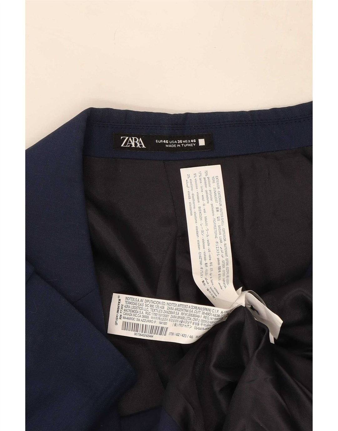 Giacca blazer da uomo a 2 bottoni Zara EU 46 piccola in poliestere blu navy