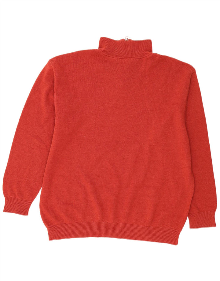 Maglione maglione da uomo con zip e collo Lacoste taglia 8 3XL lana rossa