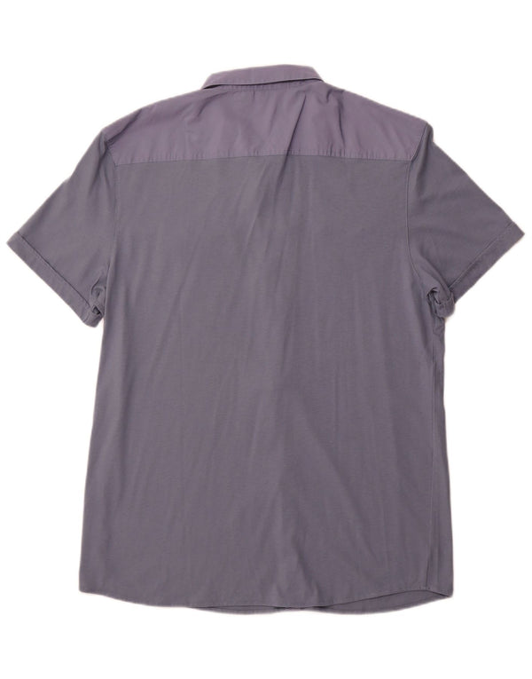 Camicia a maniche corte Body Fit da uomo Calvin Klein XL in cotone blu