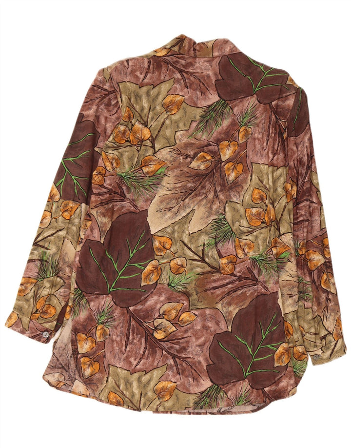 Camicia vintage da donna UK 14 Viscosa floreale multicolore media