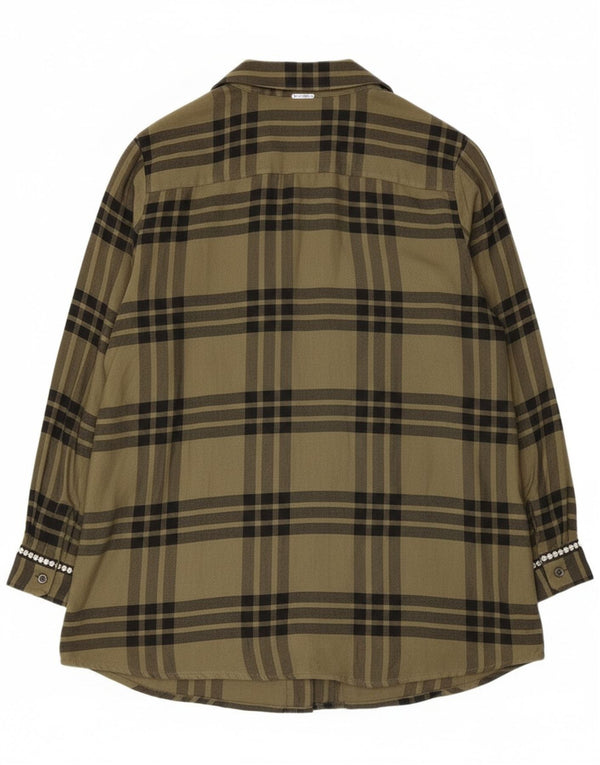 Abito tunica a maniche lunghe da donna Rifle UK 14 grande plaid kaki