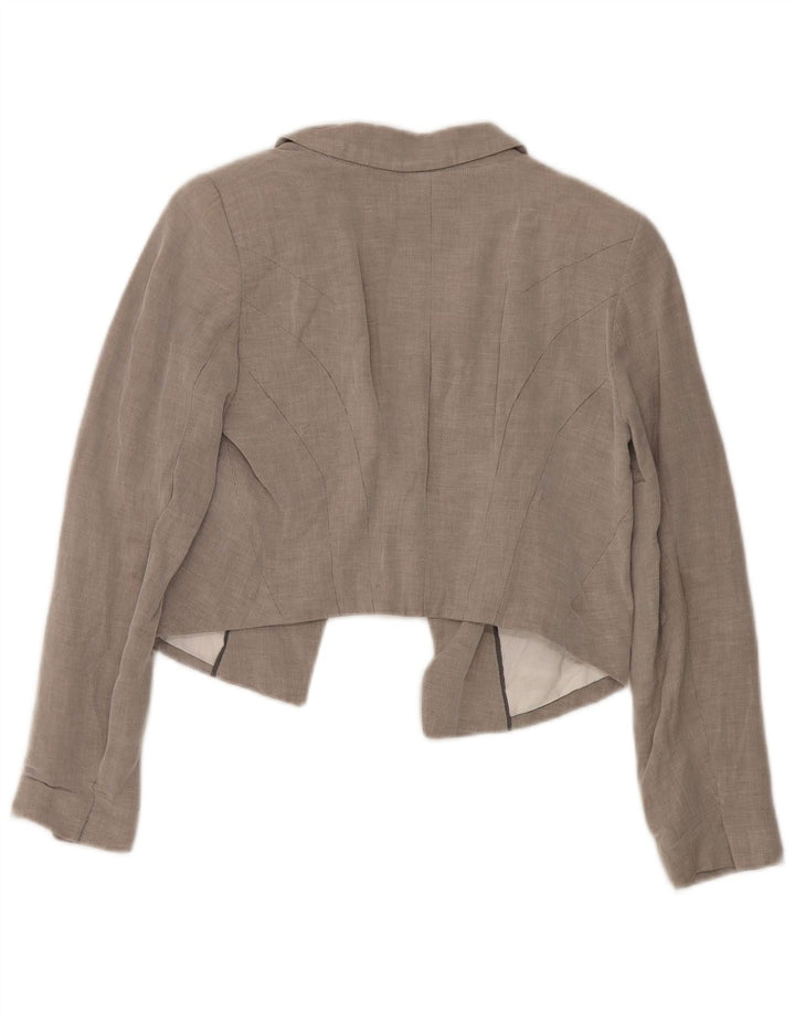 Giacca blazer corta aperta da donna Zara UK 12 Cotone grigio medio