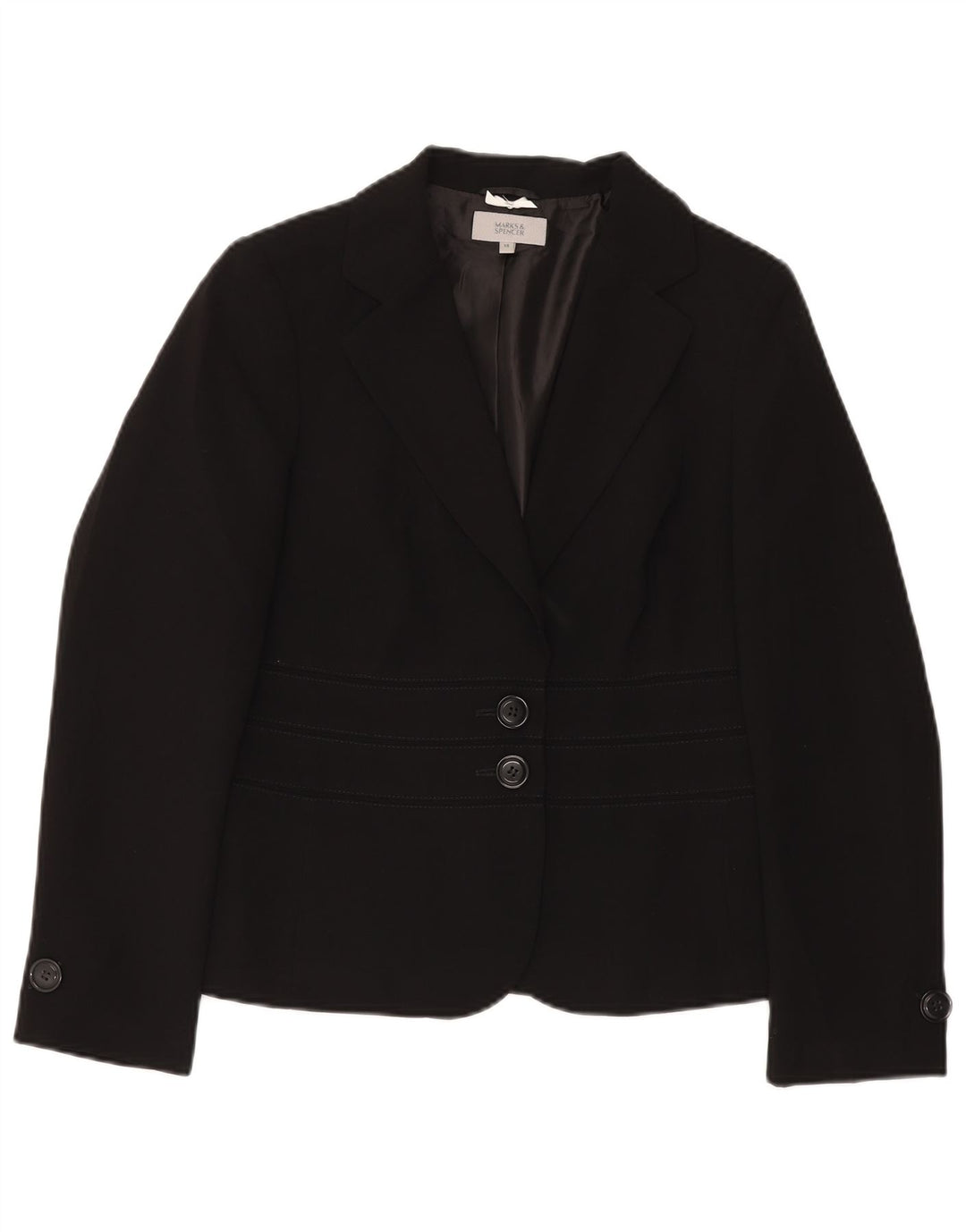 Giacca blazer a 2 bottoni Marks & Spencer da donna UK 14 poliestere nero medio