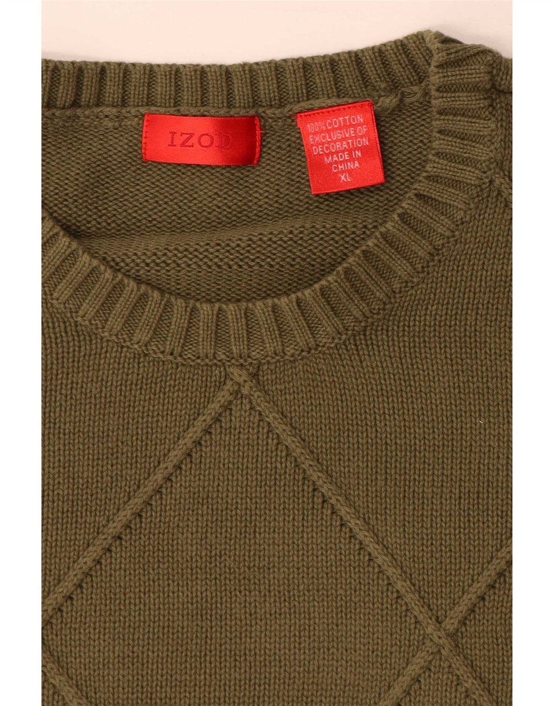 Maglione maglione girocollo da uomo Izod XL in cotone kaki