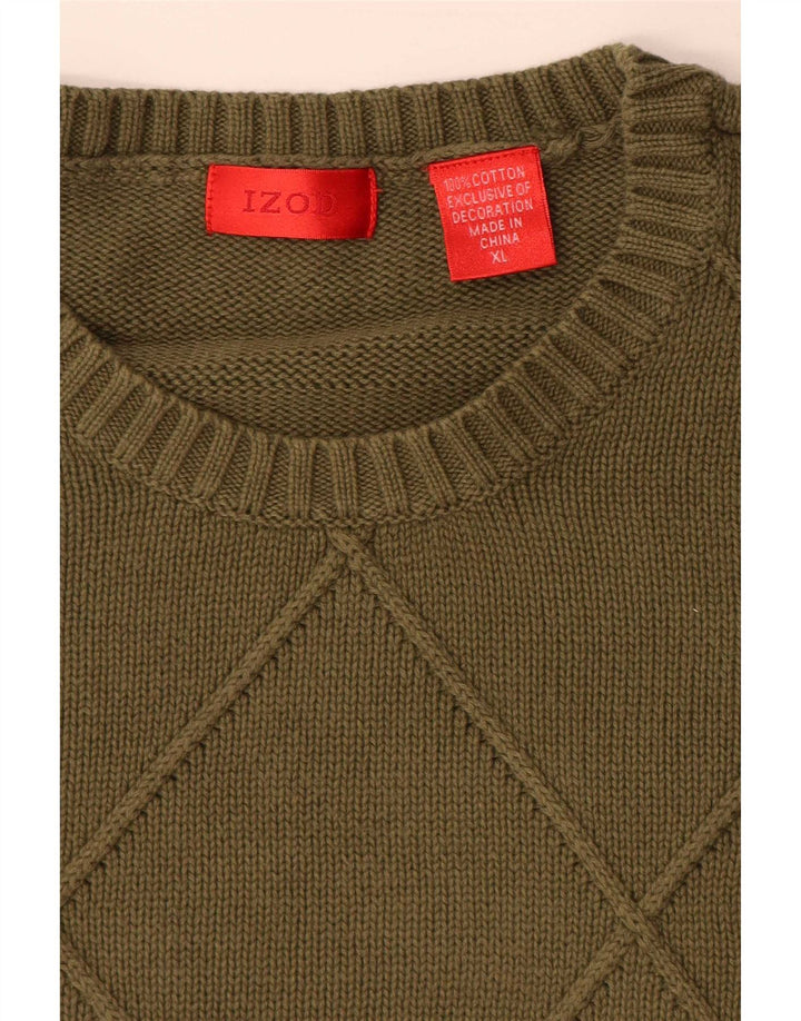 Maglione maglione girocollo da uomo Izod XL in cotone kaki