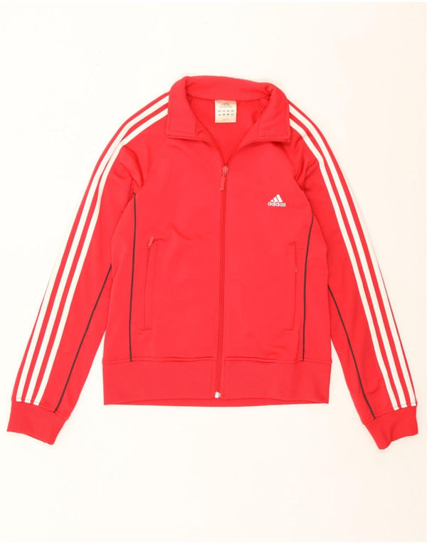 Giacca da tuta da donna Adidas UK 14 poliestere rosso medio