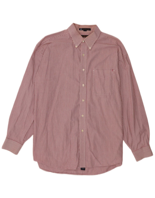 Camicia da uomo Tommy Hilfiger taglia 17 XL cotone gessato rosa