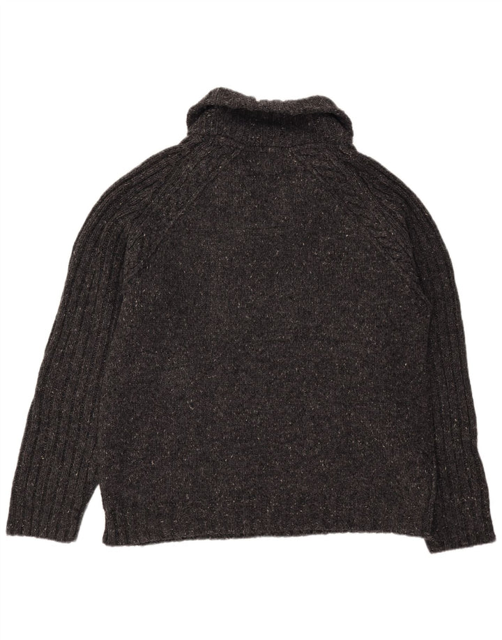Maglione da uomo con collo a scialle Fat Face XL in lana screziata grigia