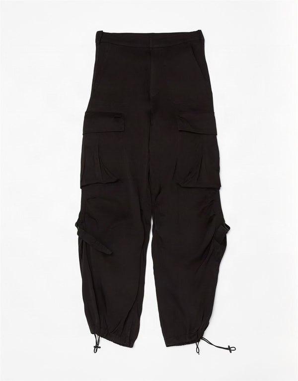 Zara Womens Joggers Cargo Trousers XS W24 L30 Black
