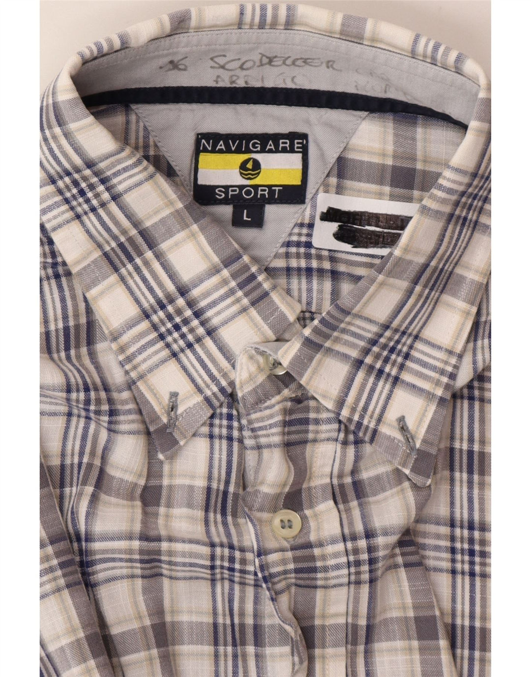 Camicia da uomo a maniche corte Navigare a quadri blu grandi