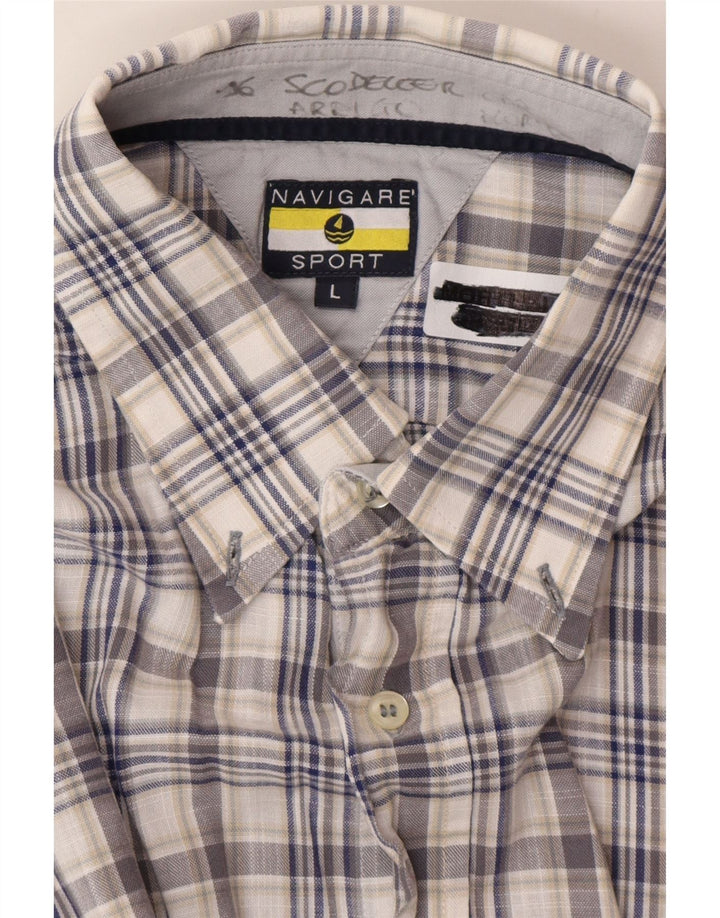 Camicia da uomo a maniche corte Navigare a quadri blu grandi