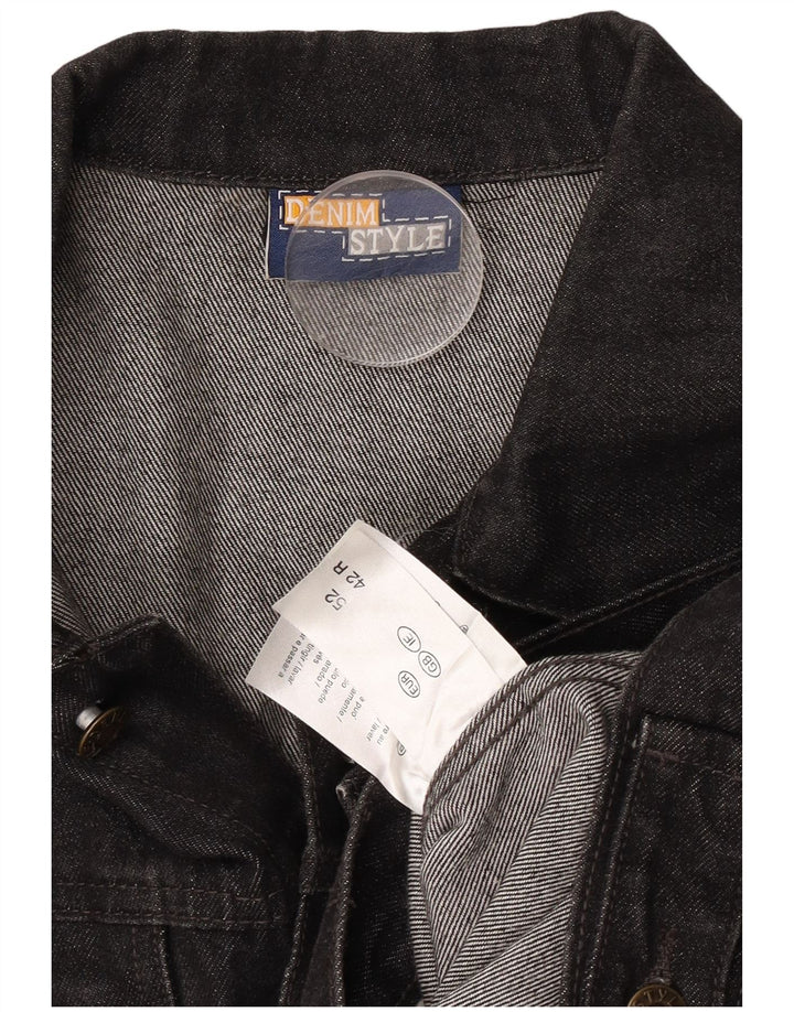 Giacca in denim da uomo stile denim UK 42 XL cotone nero