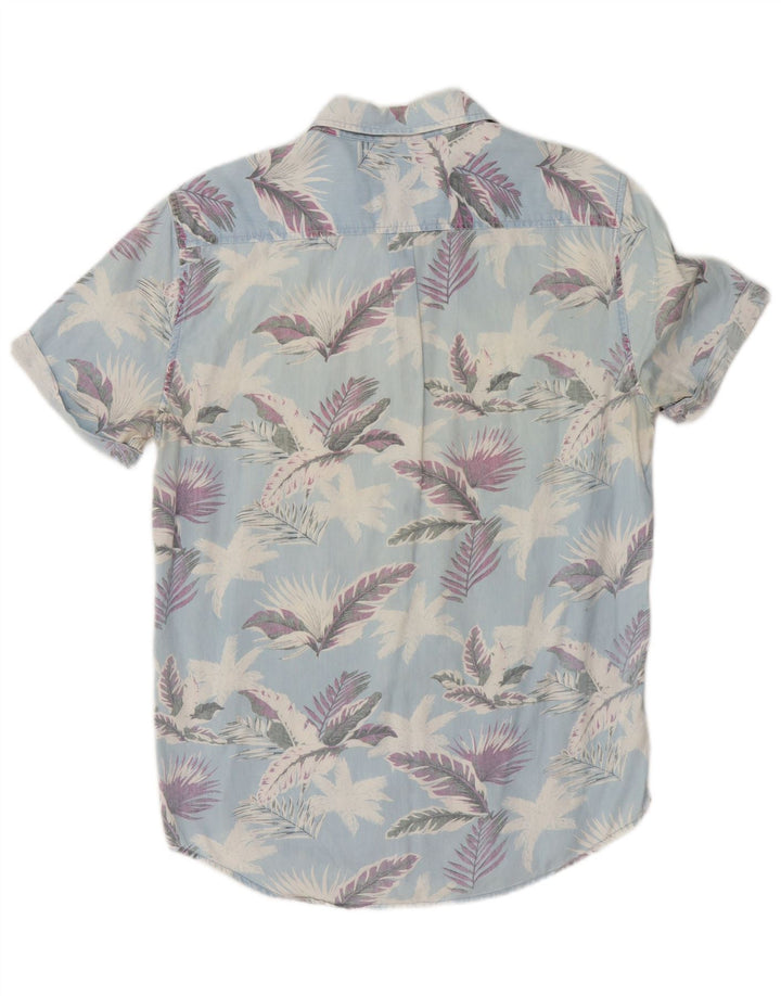 Camicia da uomo a maniche corte Regular Fit Superdry in cotone floreale blu medio