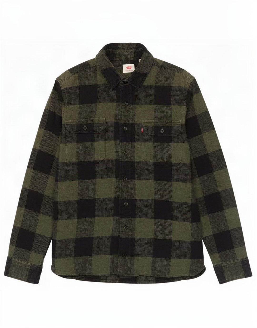 Camicia Levi's da uomo in flanella di cotone a quadri verdi piccoli