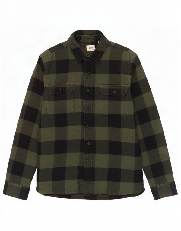 Camicia Levi's da uomo in flanella di cotone a quadri verdi piccoli